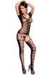 Sexy Black Zig Zag Motif Net Bodystocking